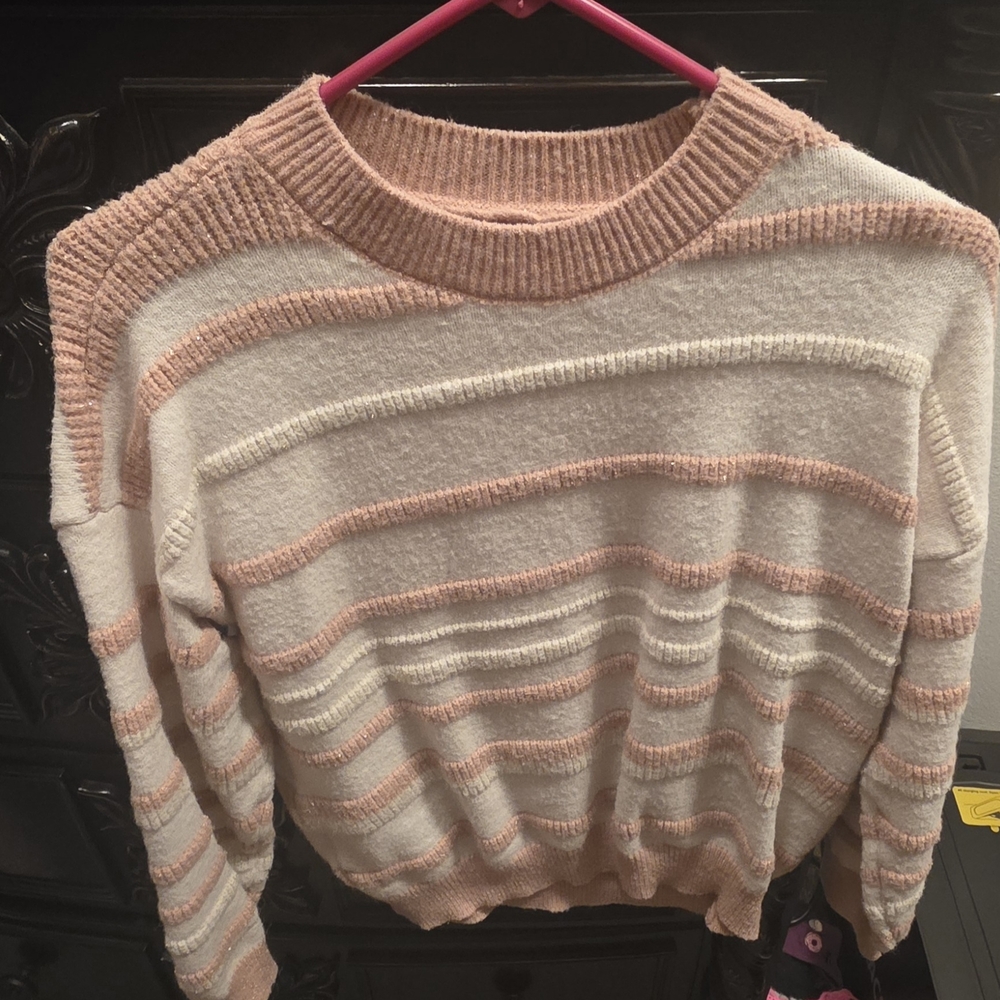 Striped Pink and Cream Women's Sweater